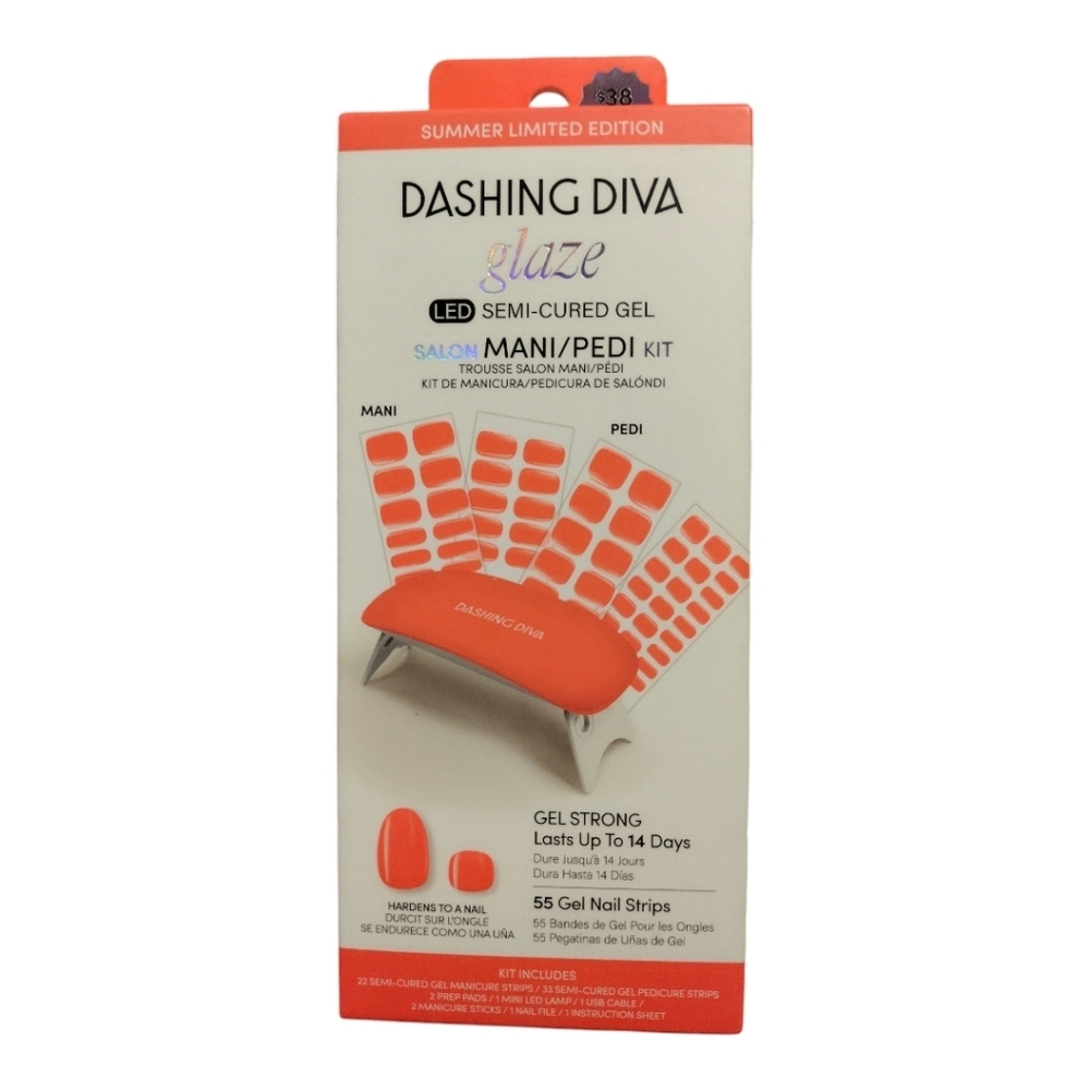 Dashing Diva Glaze‎ LED Semi-Cured Gel Salon Mani Pedi Kit Vitamin C Color
